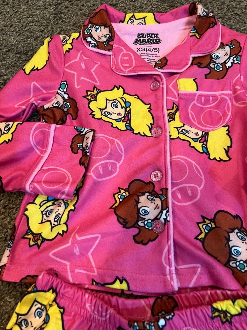 Super Mario Princess Peach Pajama Set Size XS (4-5) New